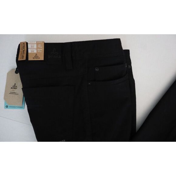 PrAna Men's Sz 30x36 Black Out Bridger Slim Fit Straight Leg Denim Jeans - Picture 9 of 11